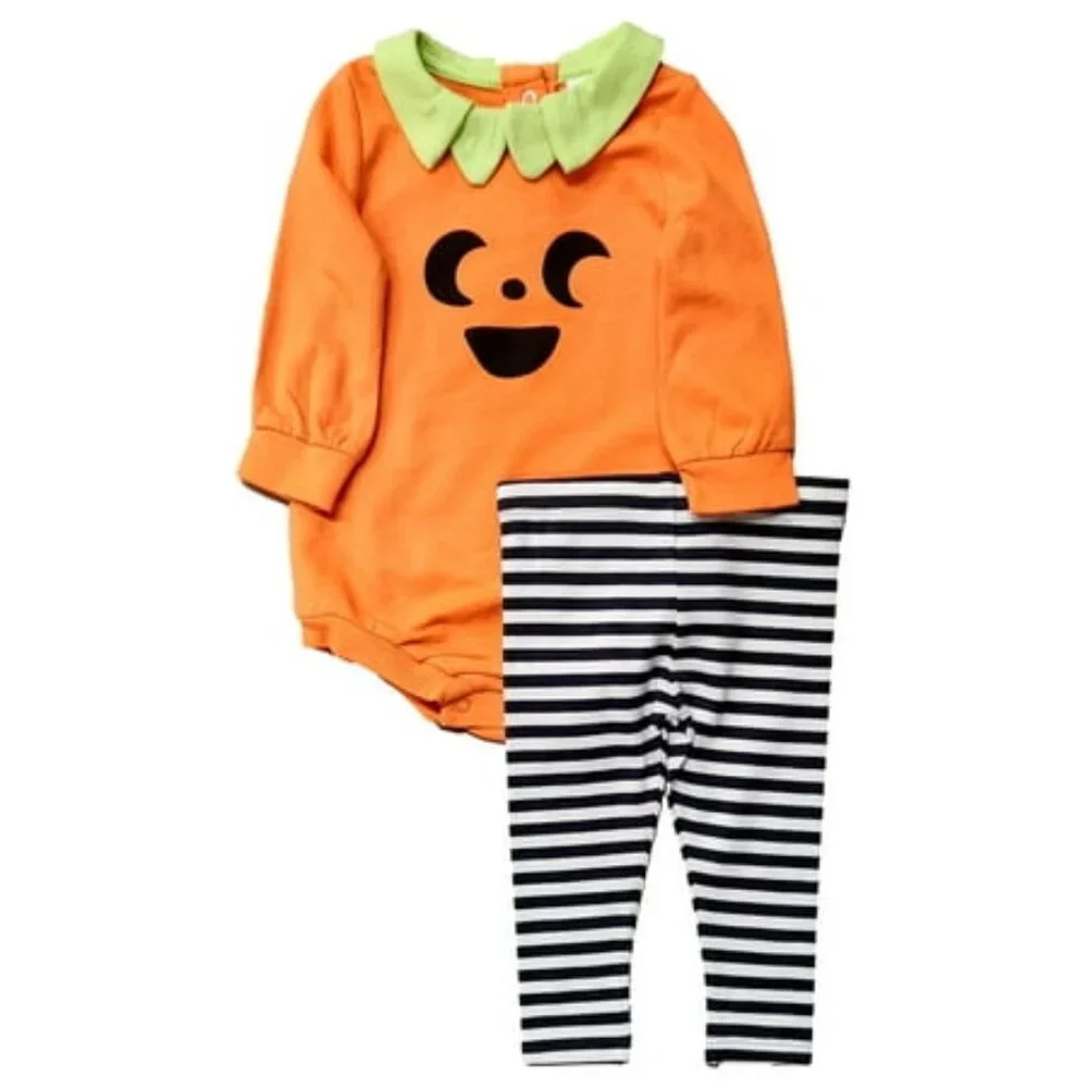 Infant Orange Pumpkin Halloween Bodysuit & Stripe Pants | Cat & Jack | Newborn